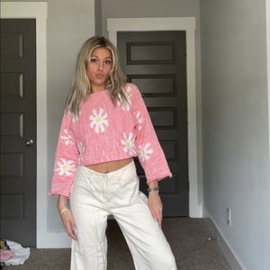 Pink flower sweater